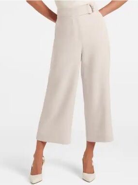 FOREVER 21 Ivory Wide Leg Culotte Pants with Faux Wrap Belt S Small EUC $20